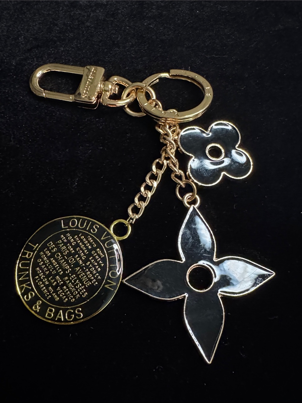 Gold & Black Flower Key Charm